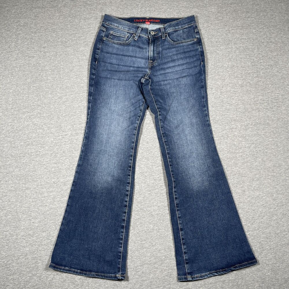 Lucky Brand Sweet Mid Rise Flare Jeans Womens 8 Blue Medium Wash Stretch Denim